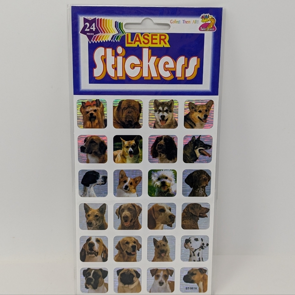 Twin 7 Seven Stickers Puppy Dog Laser Vintage